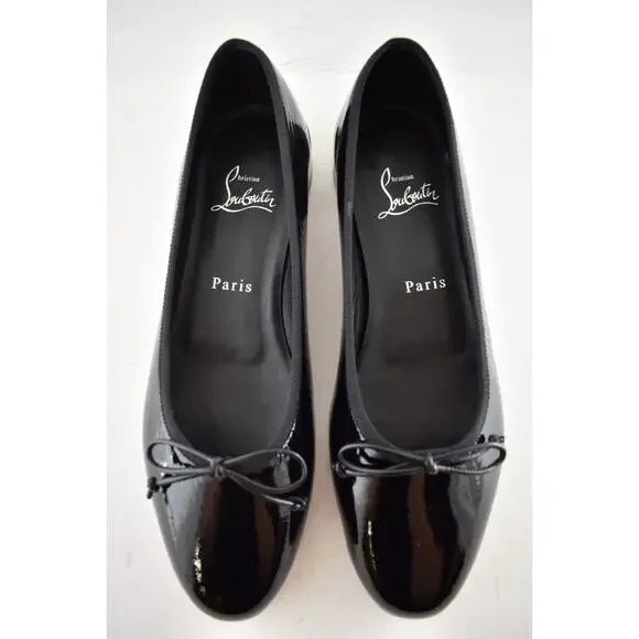 Christian Louboutin Sweetie Jane Flat Black Patent Leather Ballet Ballerina 42 - Picture 9 of 14